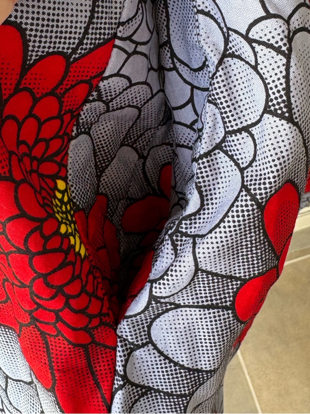 Zuri Kenya Gray-Blue Red Floral Shirt Dress Size 2X - Picture 7 of 11